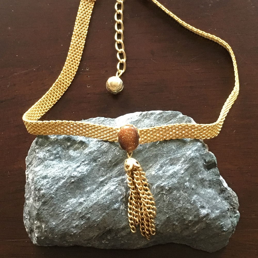 Goldstone Tassel Choker